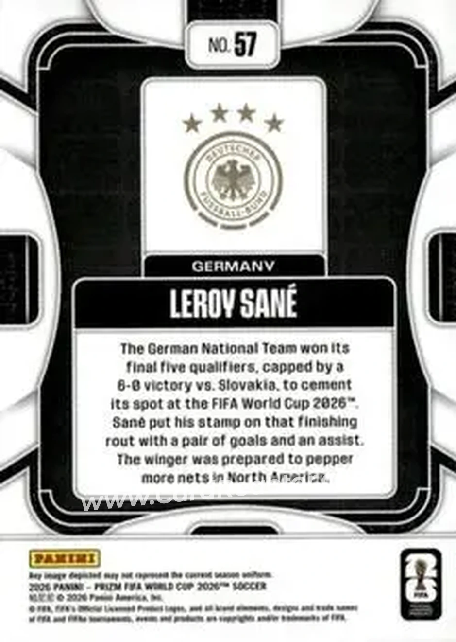 2026 Panini Prizm FIFA World Cup #57 - Leroy Sane - Germany - Back