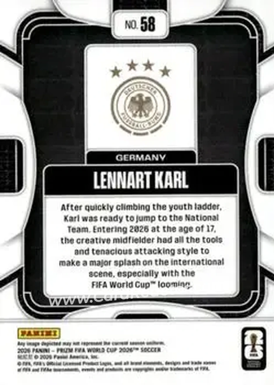 2026 Panini Prizm FIFA World Cup #58 - Lennart Karl - Germany - Back