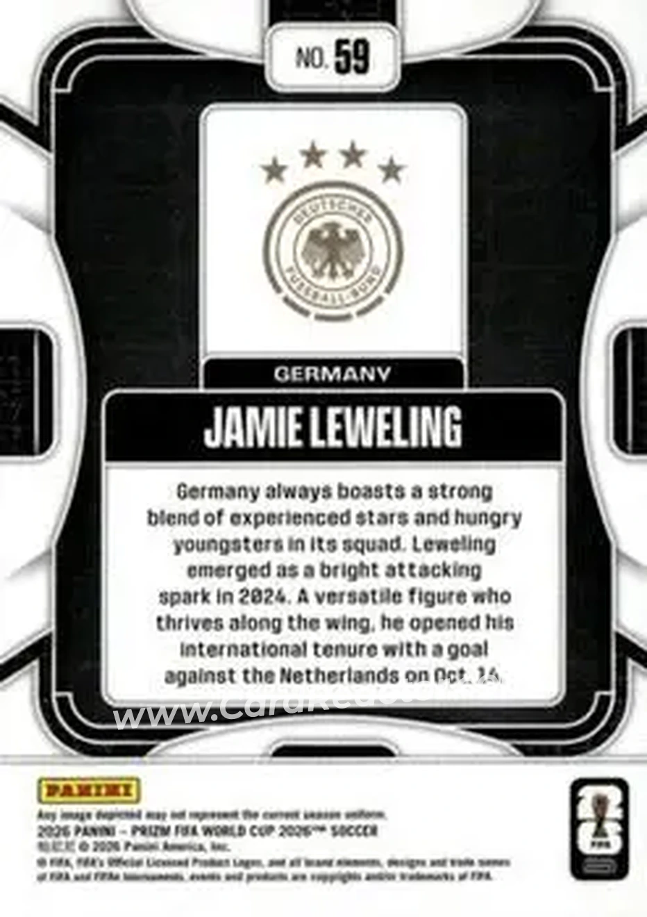 2026 Panini Prizm FIFA World Cup #59 - Jamie Leweling - Germany - Back