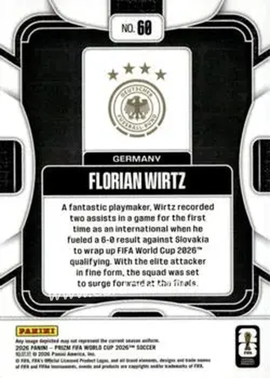 2026 Panini Prizm FIFA World Cup #60 - Florian Wirtz - Germany - Back