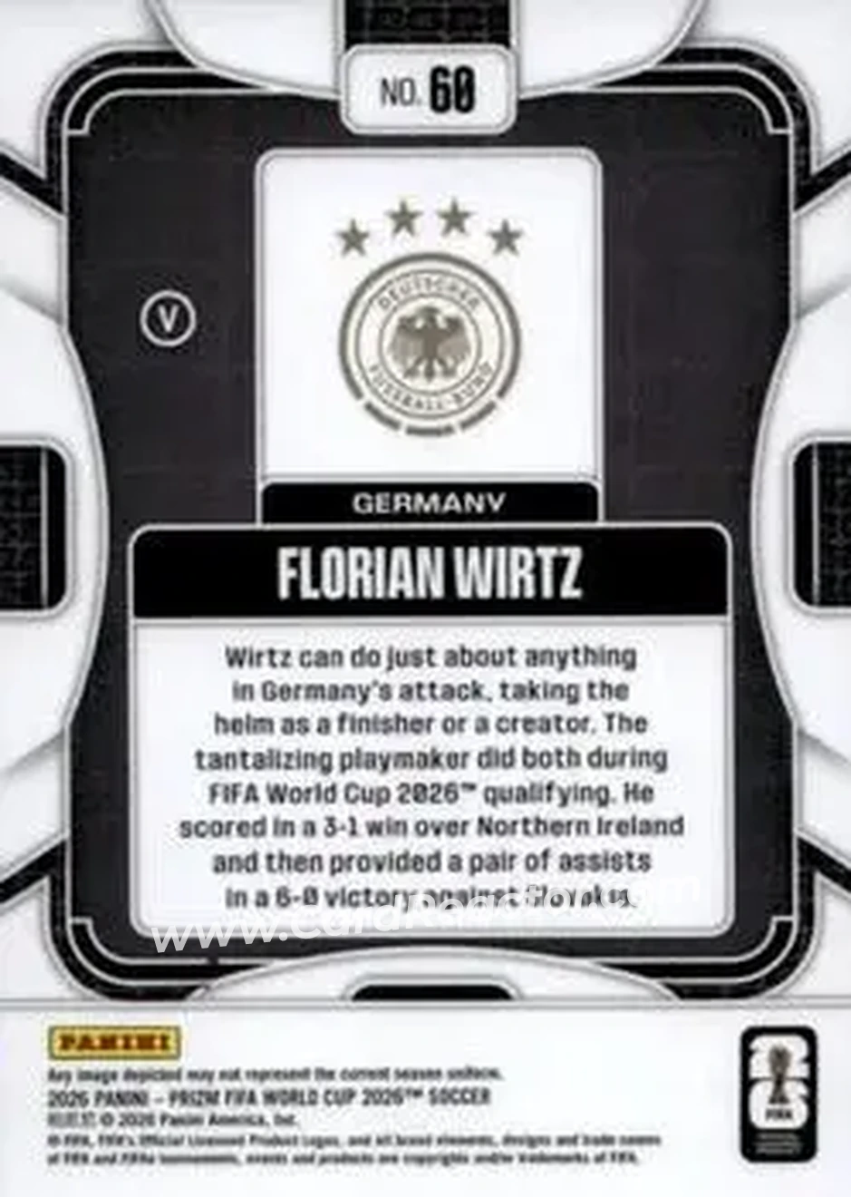 2026 Panini Prizm FIFA World Cup #60 - Florian Wirtz - Germany - Back