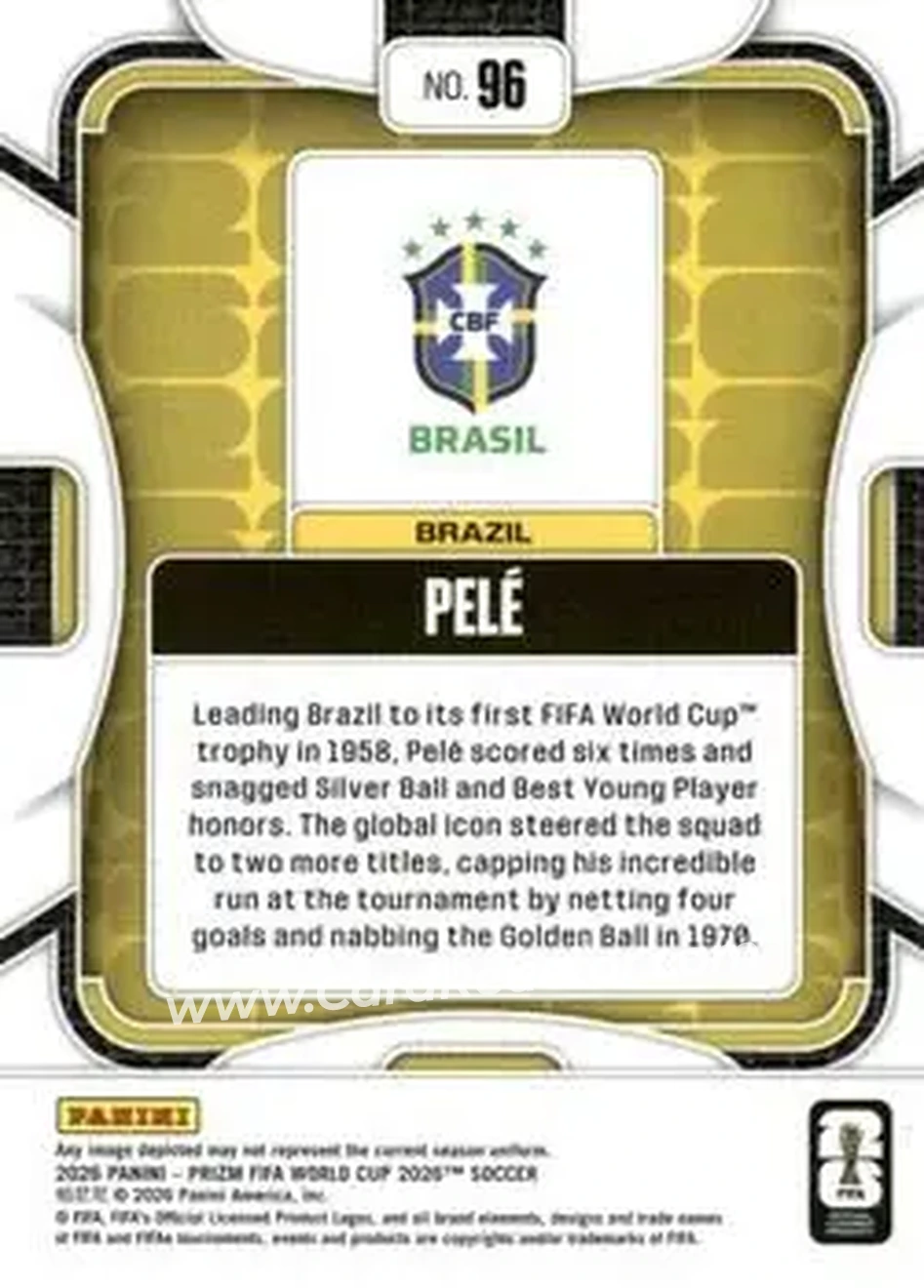2026 Panini Prizm FIFA World Cup #96 - Pele - Brazil - Back