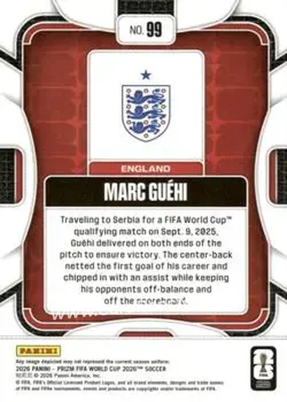 2026 Panini Prizm FIFA World Cup #99 - Marc Guehi - England - Back