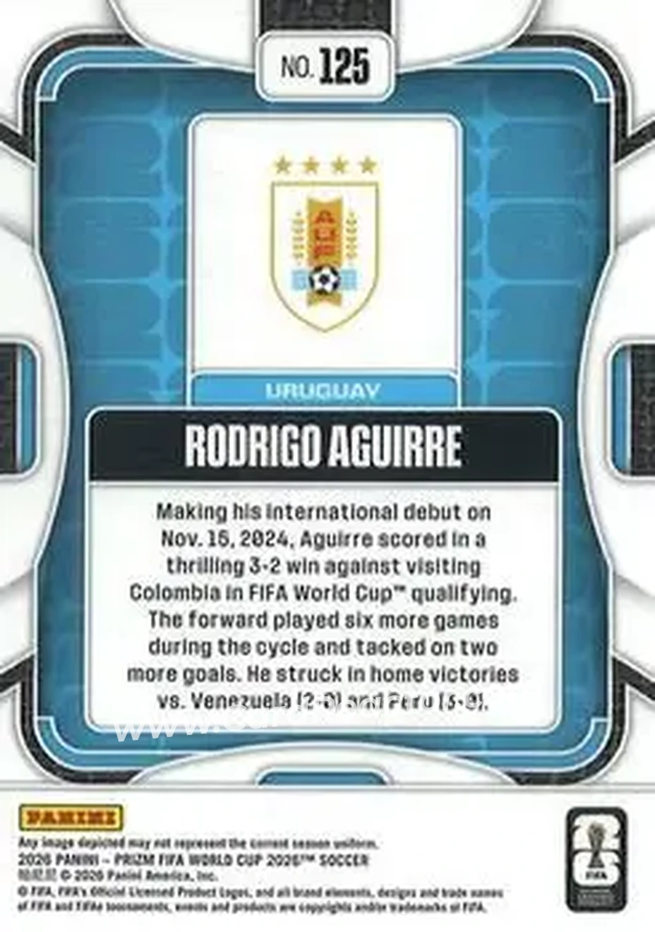 2026 Panini Prizm FIFA World Cup #125 - Rodrigo Aguirre - Uruguay - Back