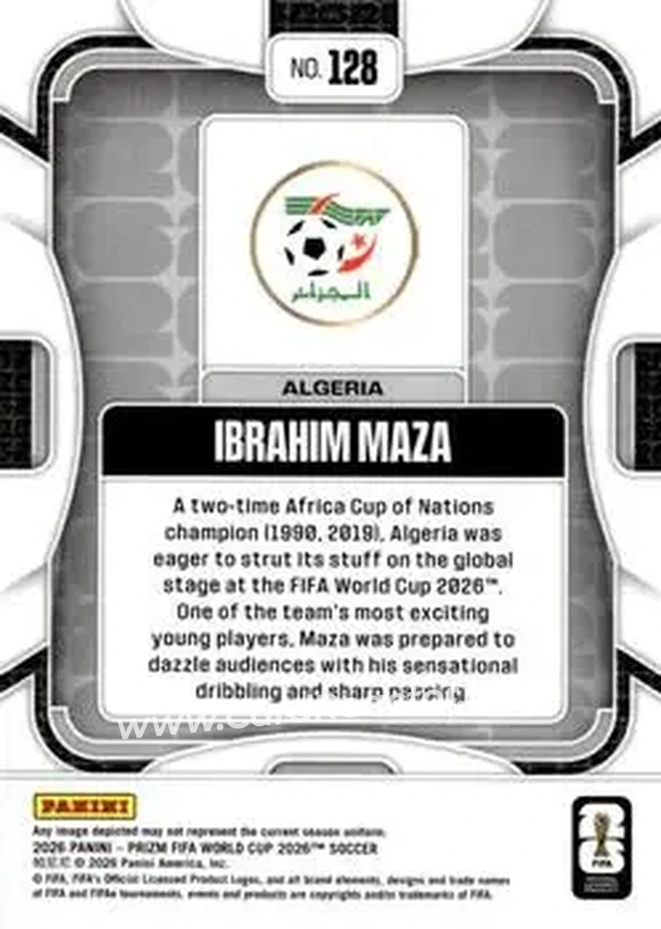 2026 Panini Prizm FIFA World Cup #128 - Ibrahim Maza - Algeria - Back