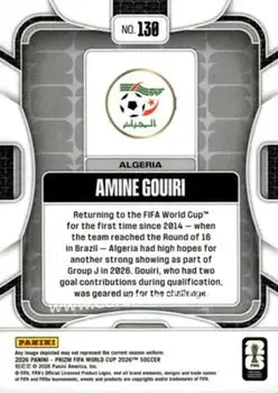2026 Panini Prizm FIFA World Cup #130 - Amine Gouiri - Algeria - Back