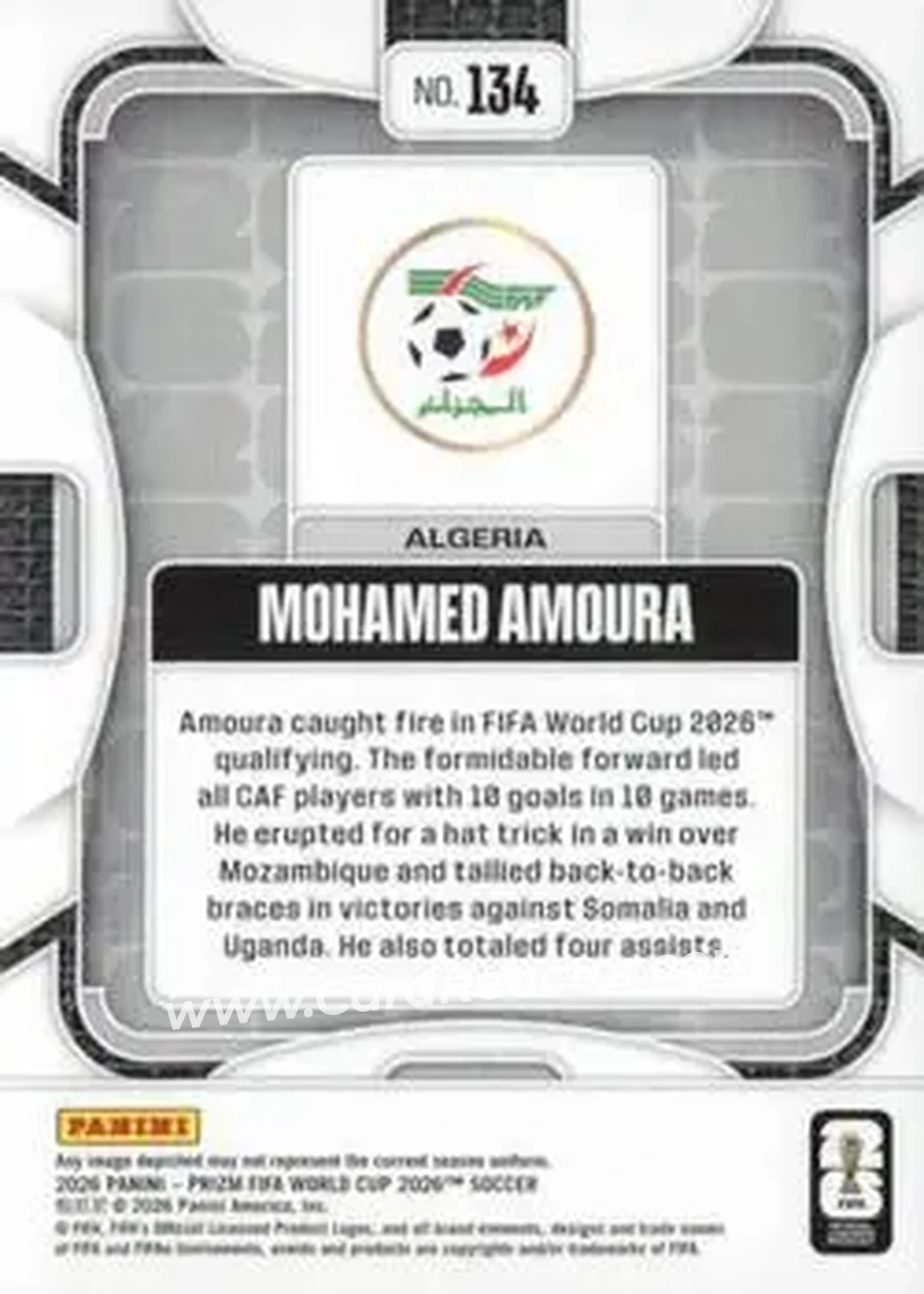2026 Panini Prizm FIFA World Cup #134 - Mohamed Amoura - Algeria - Back