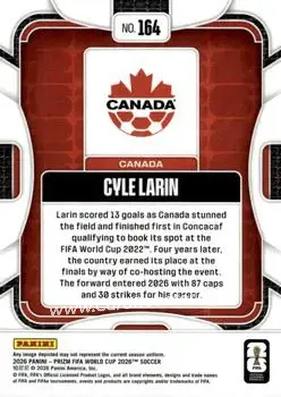 2026 Panini Prizm FIFA World Cup #164 - Cyle Larin - Canada - Back