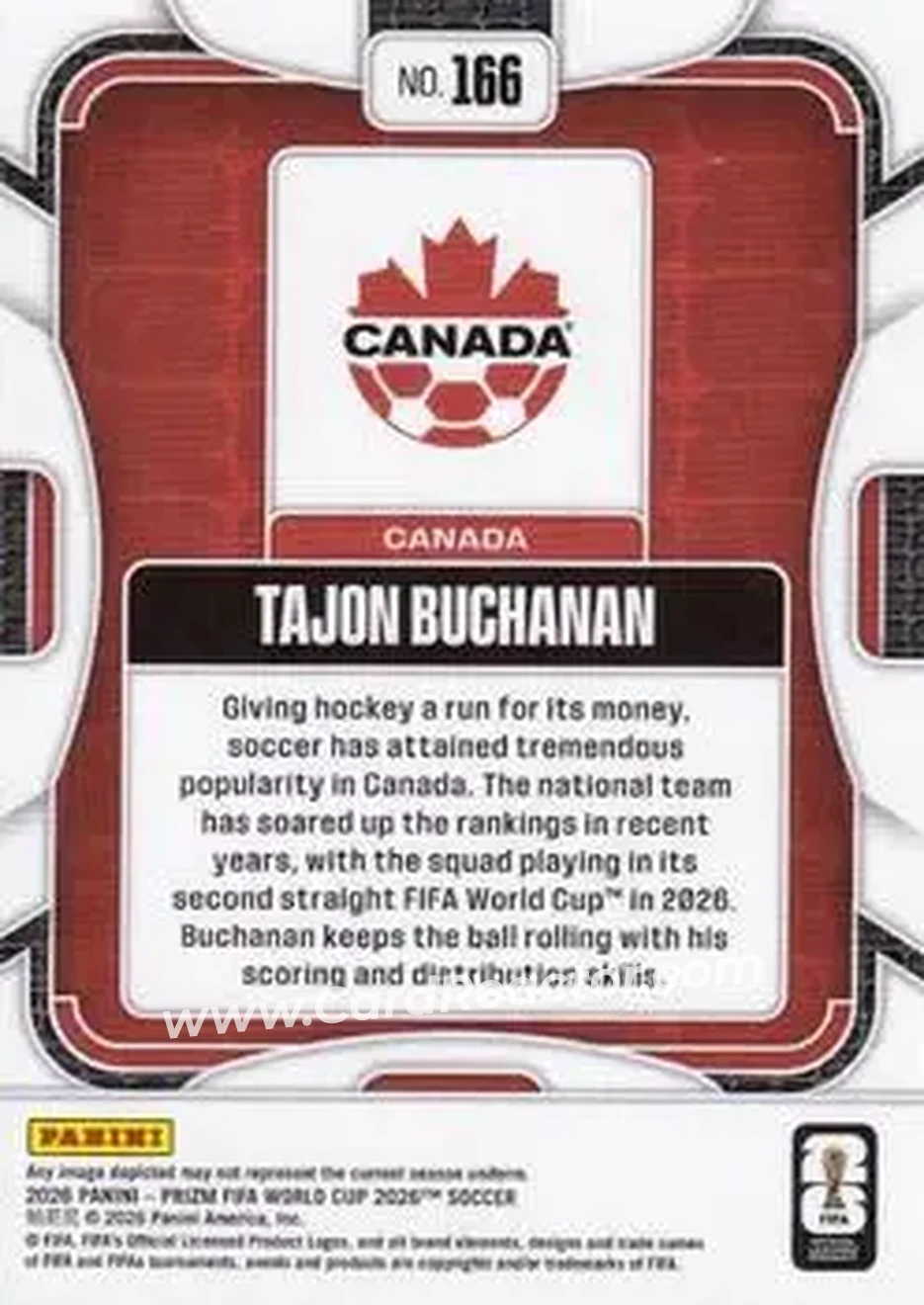 2026 Panini Prizm FIFA World Cup #166 - Tajon Buchanan - Canada - Back