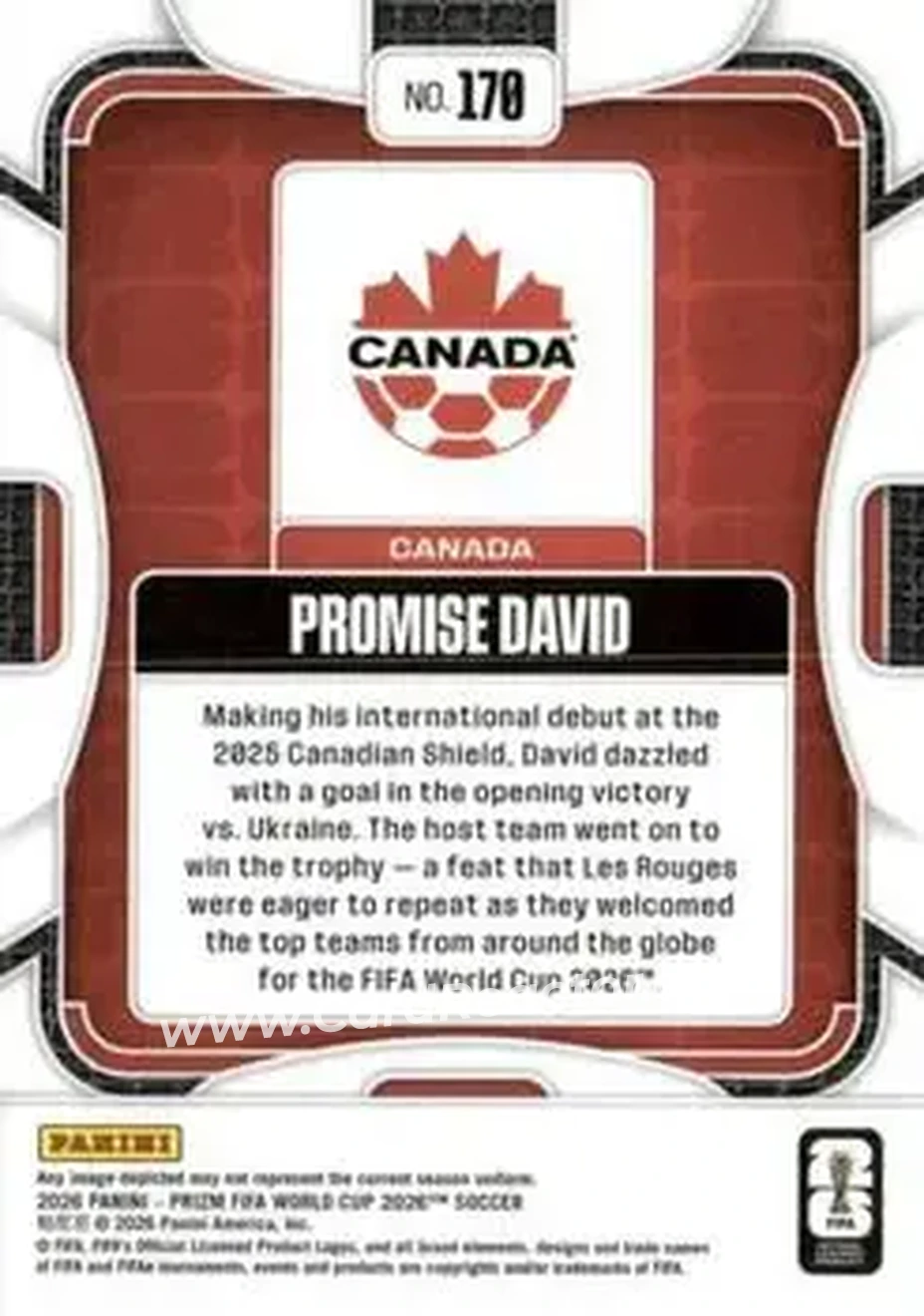 2026 Panini Prizm FIFA World Cup #170 - Promise David - Canada - Back