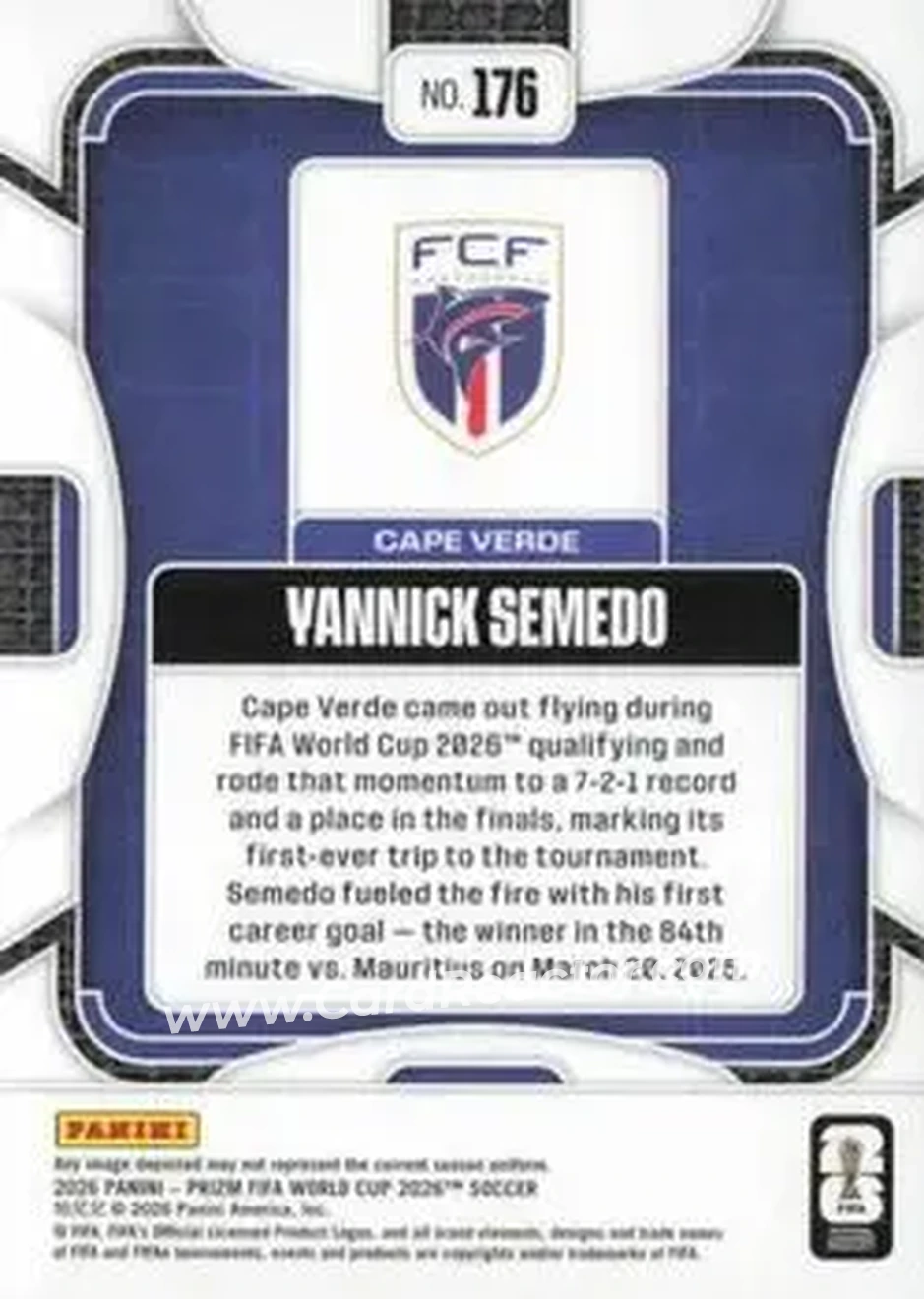 2026 Panini Prizm FIFA World Cup #176 - Yannick Semedo - Cape Verde - Back