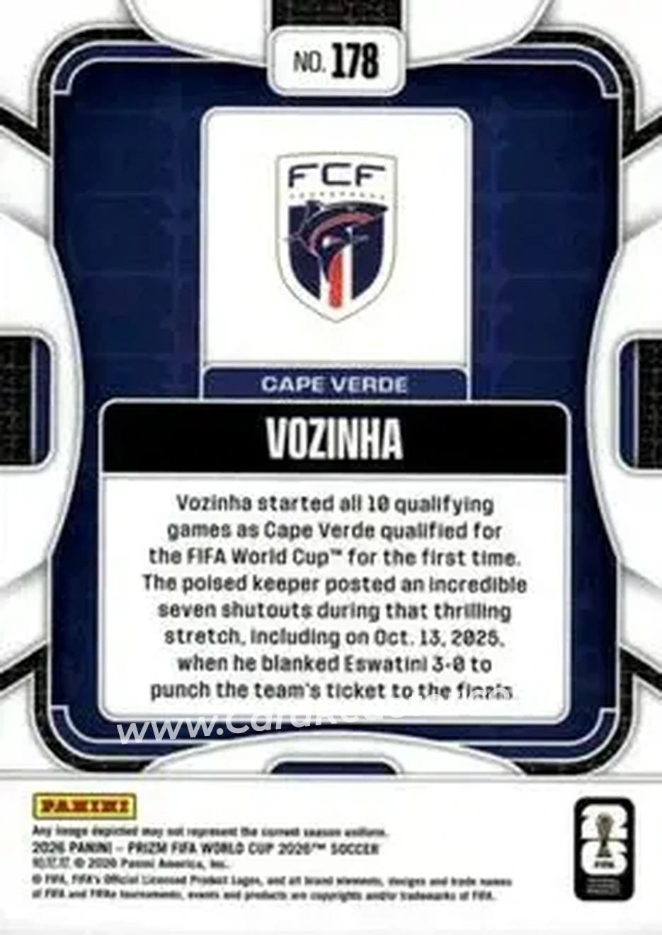2026 Panini Prizm FIFA World Cup #178 - Vozinha - Cape Verde - Back