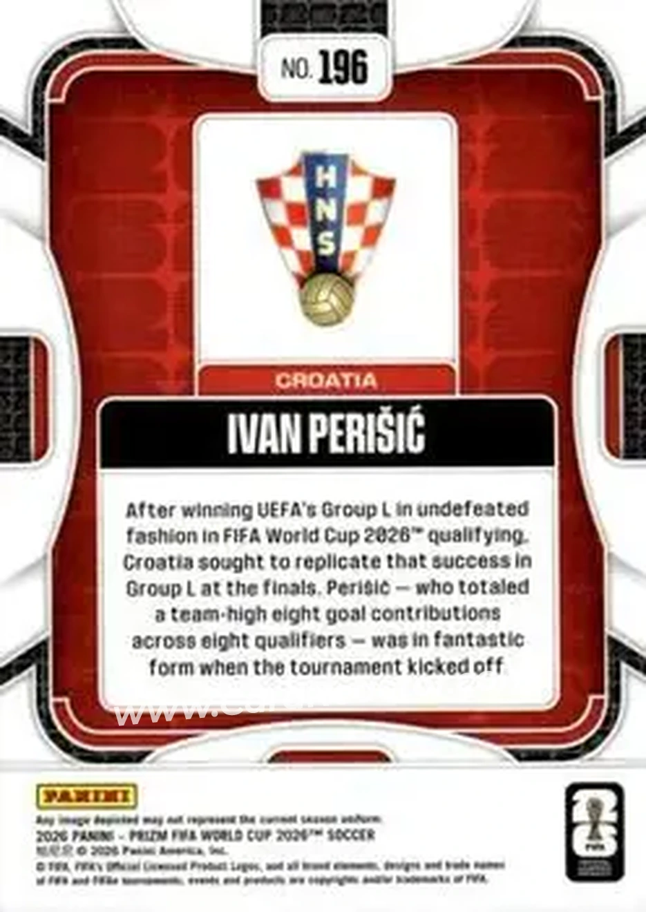 2026 Panini Prizm FIFA World Cup #196 - Ivan Perisic - Croatia - Back