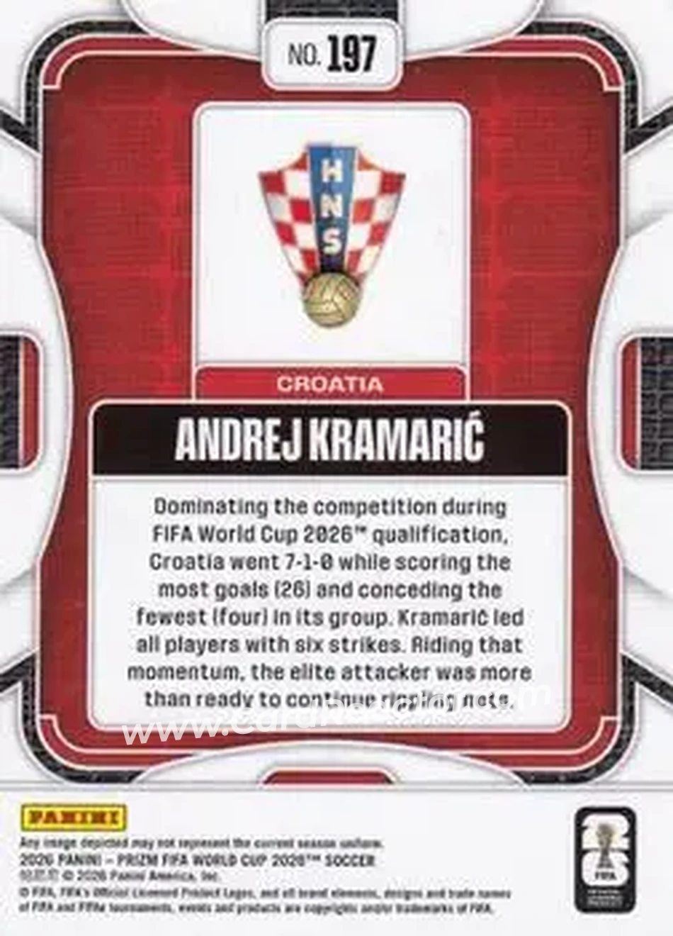 2026 Panini Prizm FIFA World Cup #197 - Andrej Kramaric - Croatia - Back