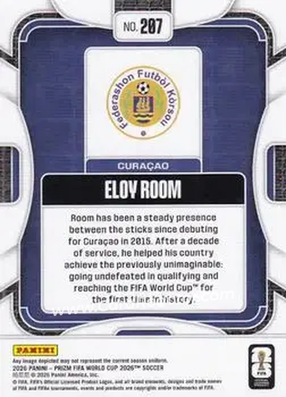 2026 Panini Prizm FIFA World Cup #207 - Eloy Room - Curacao - Back