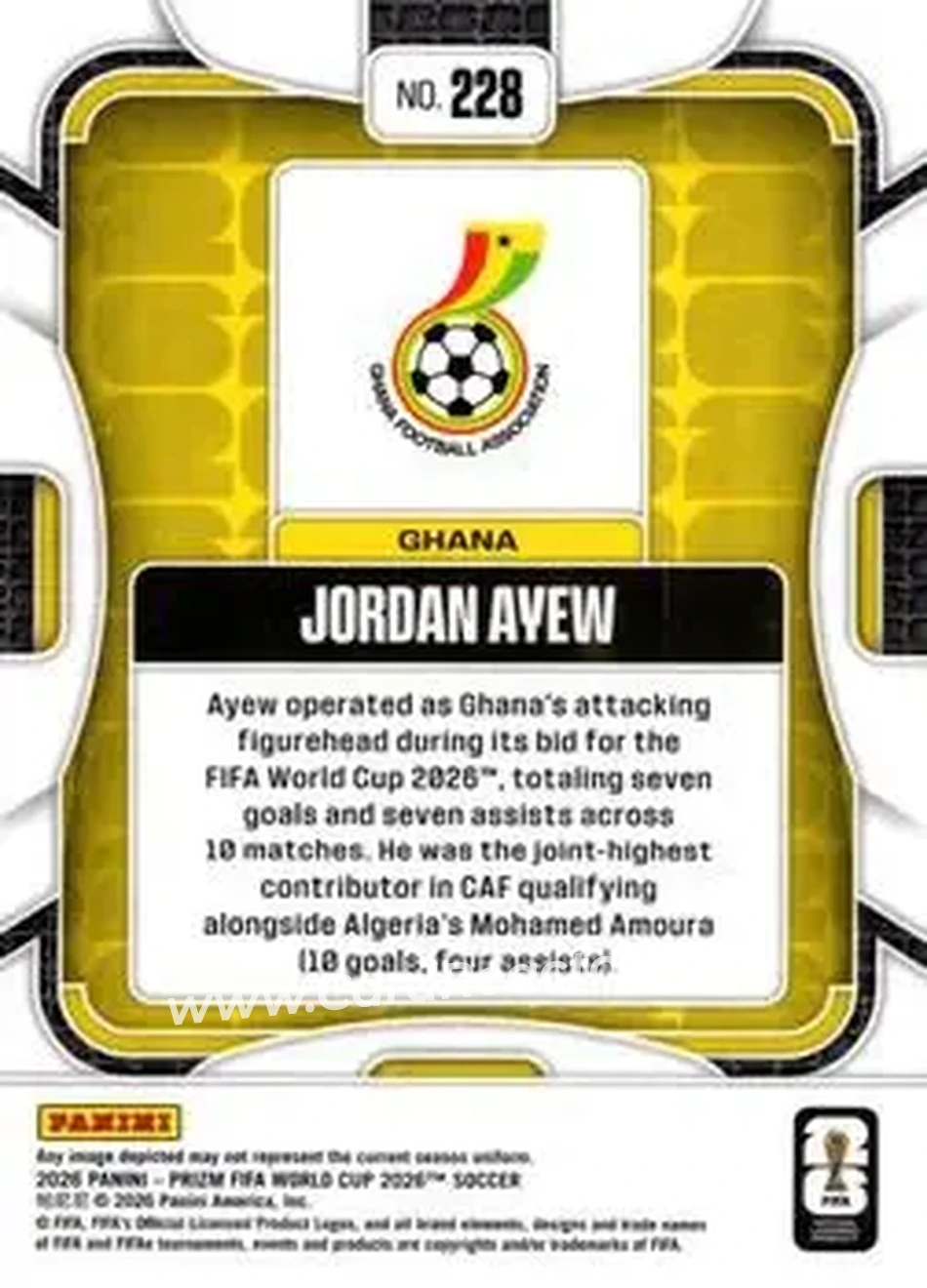 2026 Panini Prizm FIFA World Cup #228 - Jordan Ayew - Ghana - Back