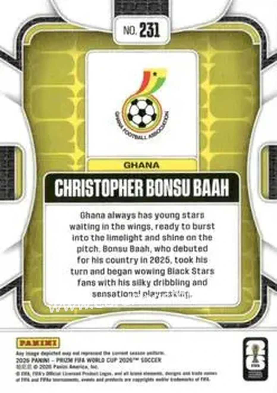 2026 Panini Prizm FIFA World Cup #231 - Christopher Bonsu Baah - Ghana - Back