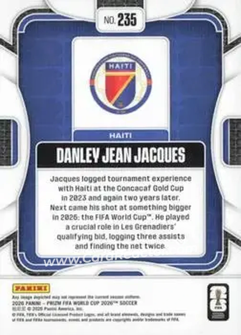 2026 Panini Prizm FIFA World Cup #235 - Danley Jean Jacques - Haiti - Back