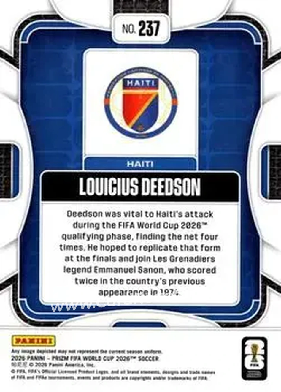2026 Panini Prizm FIFA World Cup #237 - Louicius Deedson - Haiti - Back