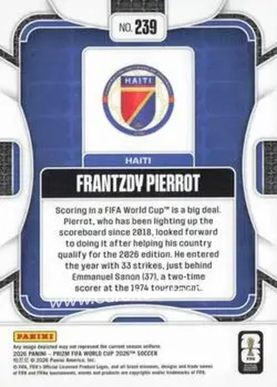 2026 Panini Prizm FIFA World Cup #239 - Frantzdy Pierrot - Haiti - Back