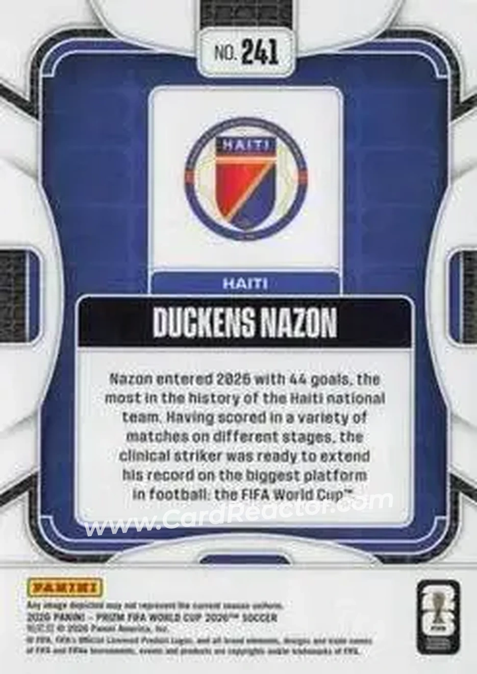 2026 Panini Prizm FIFA World Cup #241 - Duckens Nazon - Haiti - Back