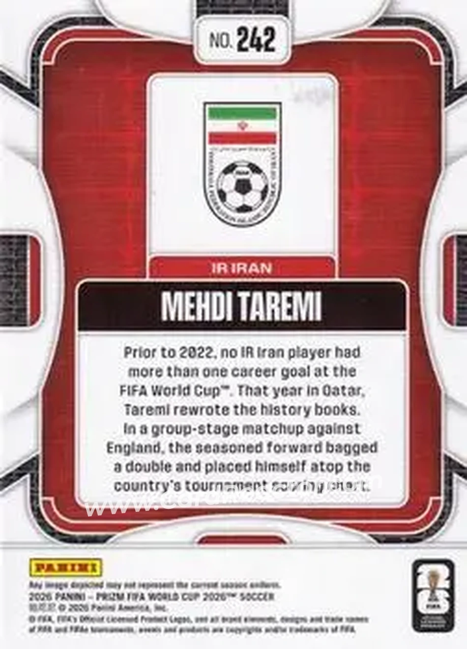 2026 Panini Prizm FIFA World Cup #242 - Mehdi Taremi - Iran - Back