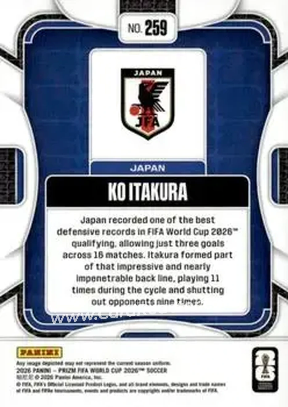 2026 Panini Prizm FIFA World Cup #259 - Ko Itakura - Japan - Back