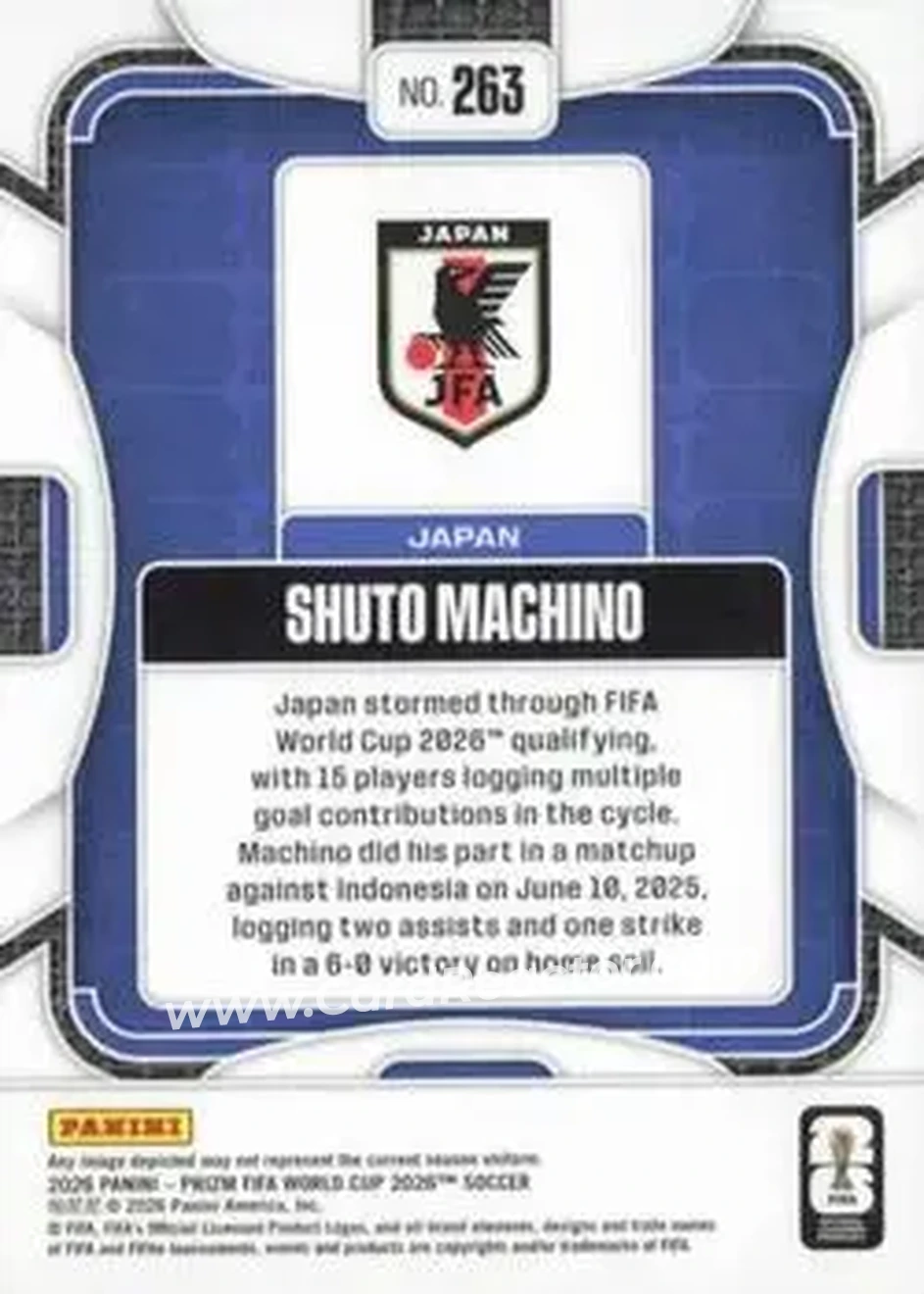 2026 Panini Prizm FIFA World Cup #263 - Shuto Machino - Japan - Back