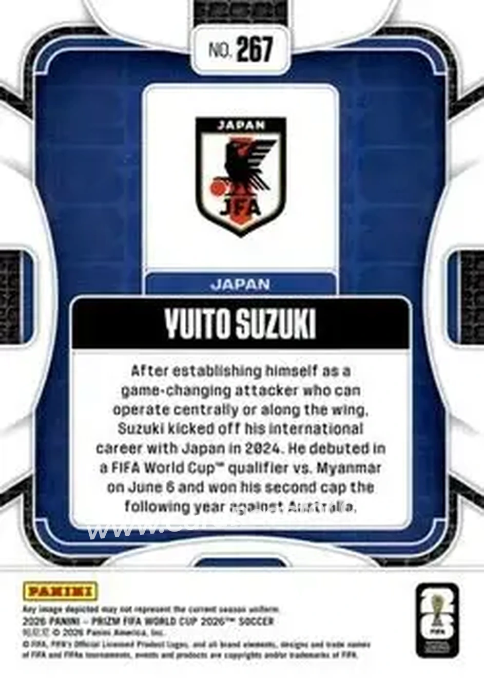 2026 Panini Prizm FIFA World Cup #267 - Yuito Suzuki - Japan - Back