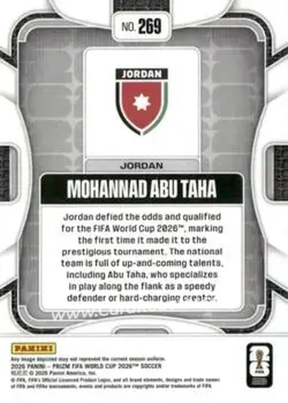 2026 Panini Prizm FIFA World Cup #269 - Mohannad Abu Taha - Jordan - Back