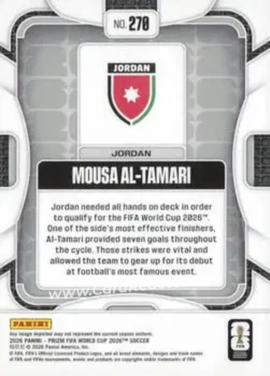 2026 Panini Prizm FIFA World Cup #270 - Mousa Al-Tamari - Jordan - Back