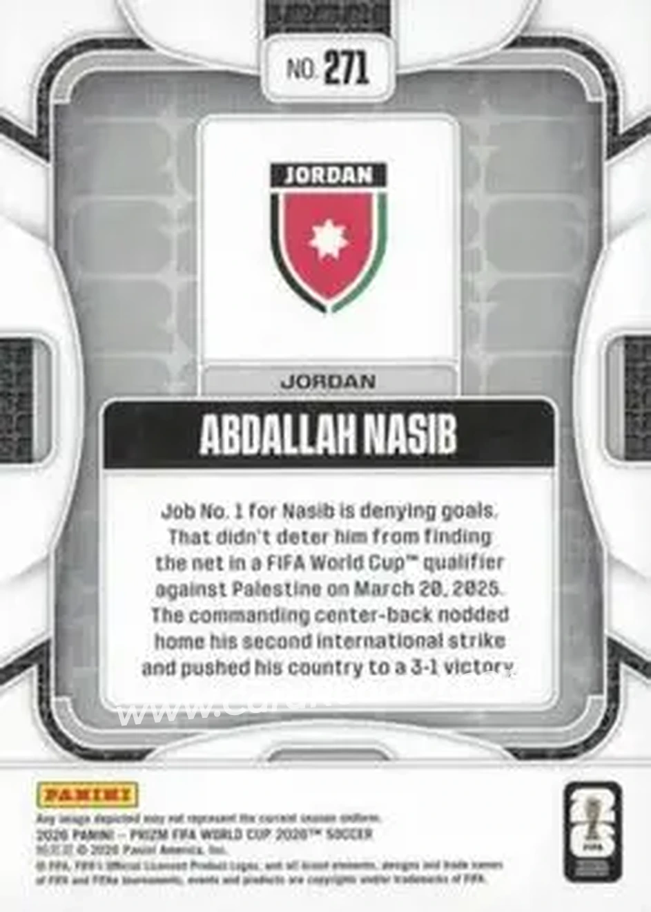 2026 Panini Prizm FIFA World Cup #271 - Abdallah Nasib - Jordan - Back