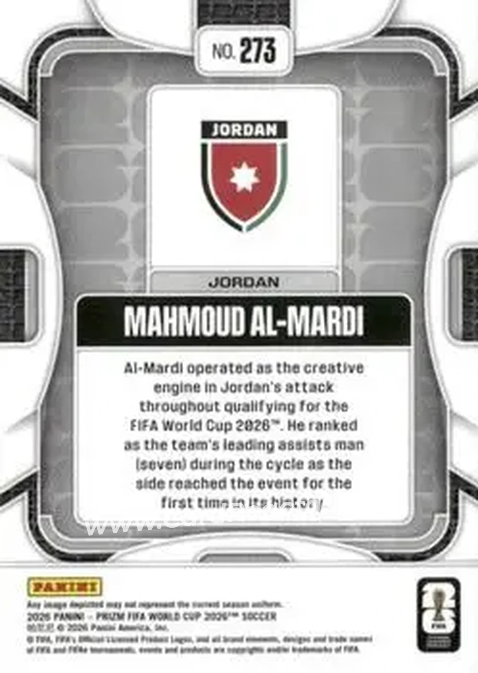 2026 Panini Prizm FIFA World Cup #273 - Mahmoud Al-Mardi - Jordan - Back