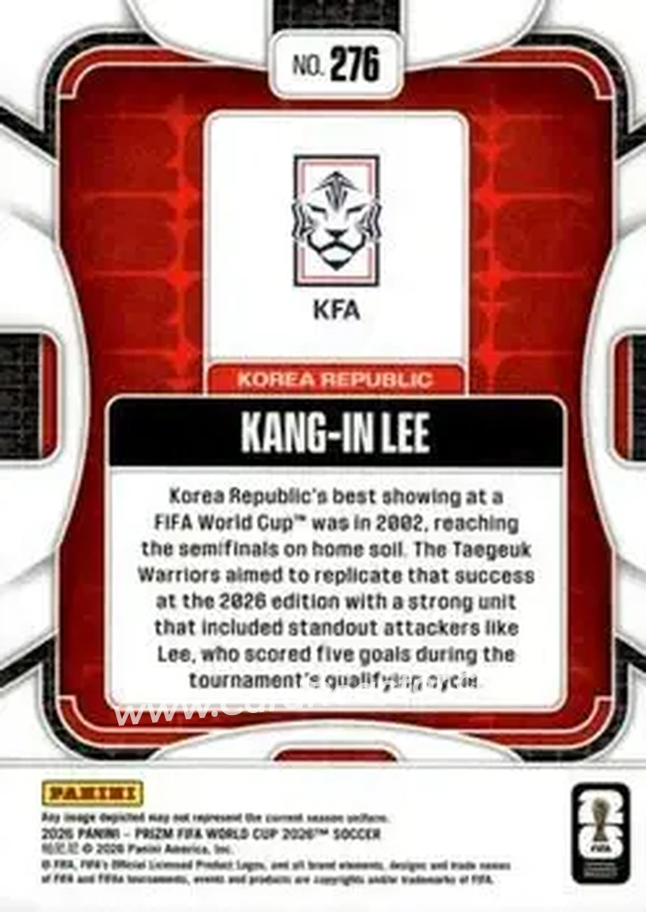 2026 Panini Prizm FIFA World Cup #276 - Kang-in Lee - Korea Republic - Back