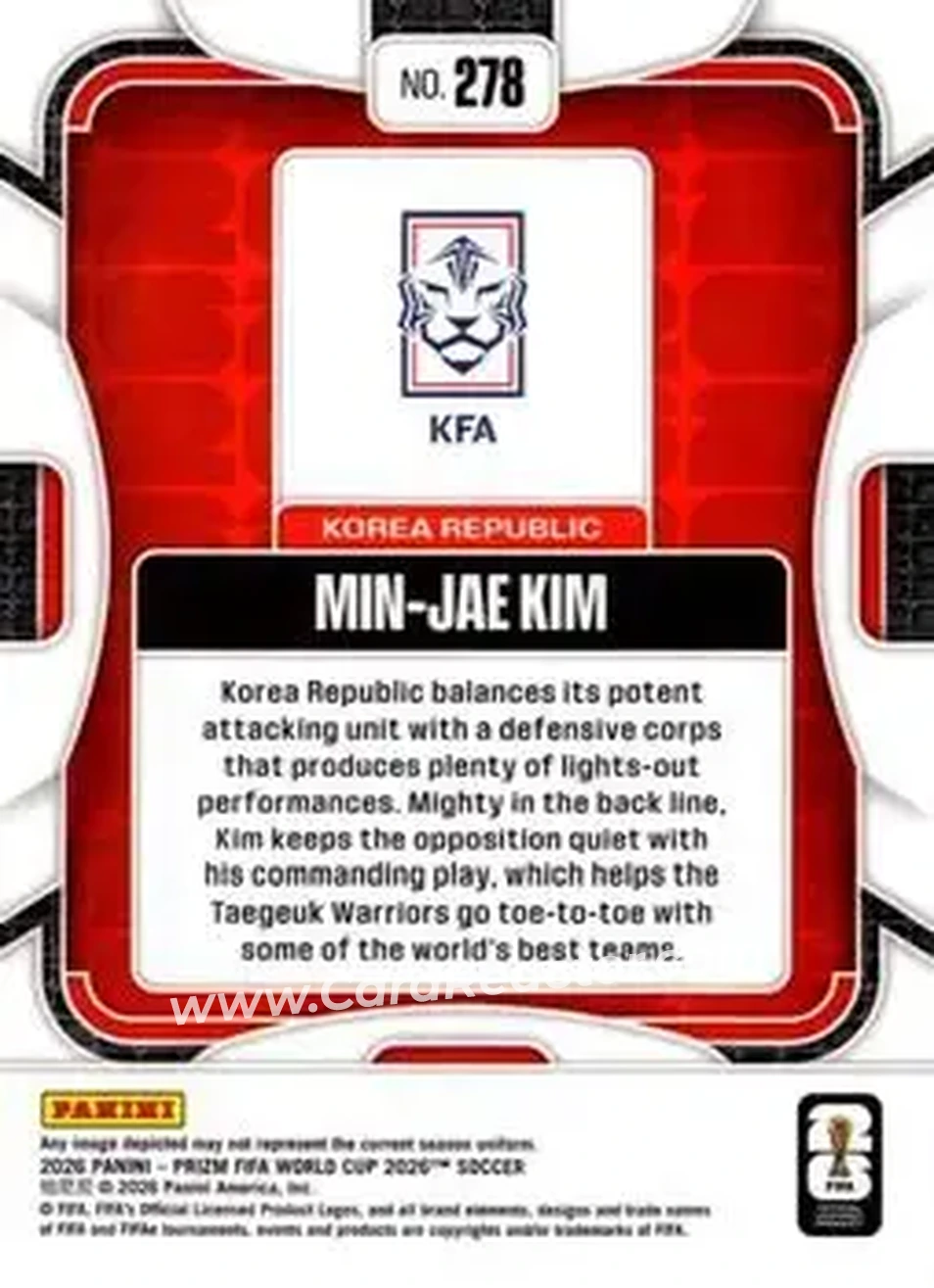 2026 Panini Prizm FIFA World Cup #278 - Min-jae Kim - Korea Republic - Back