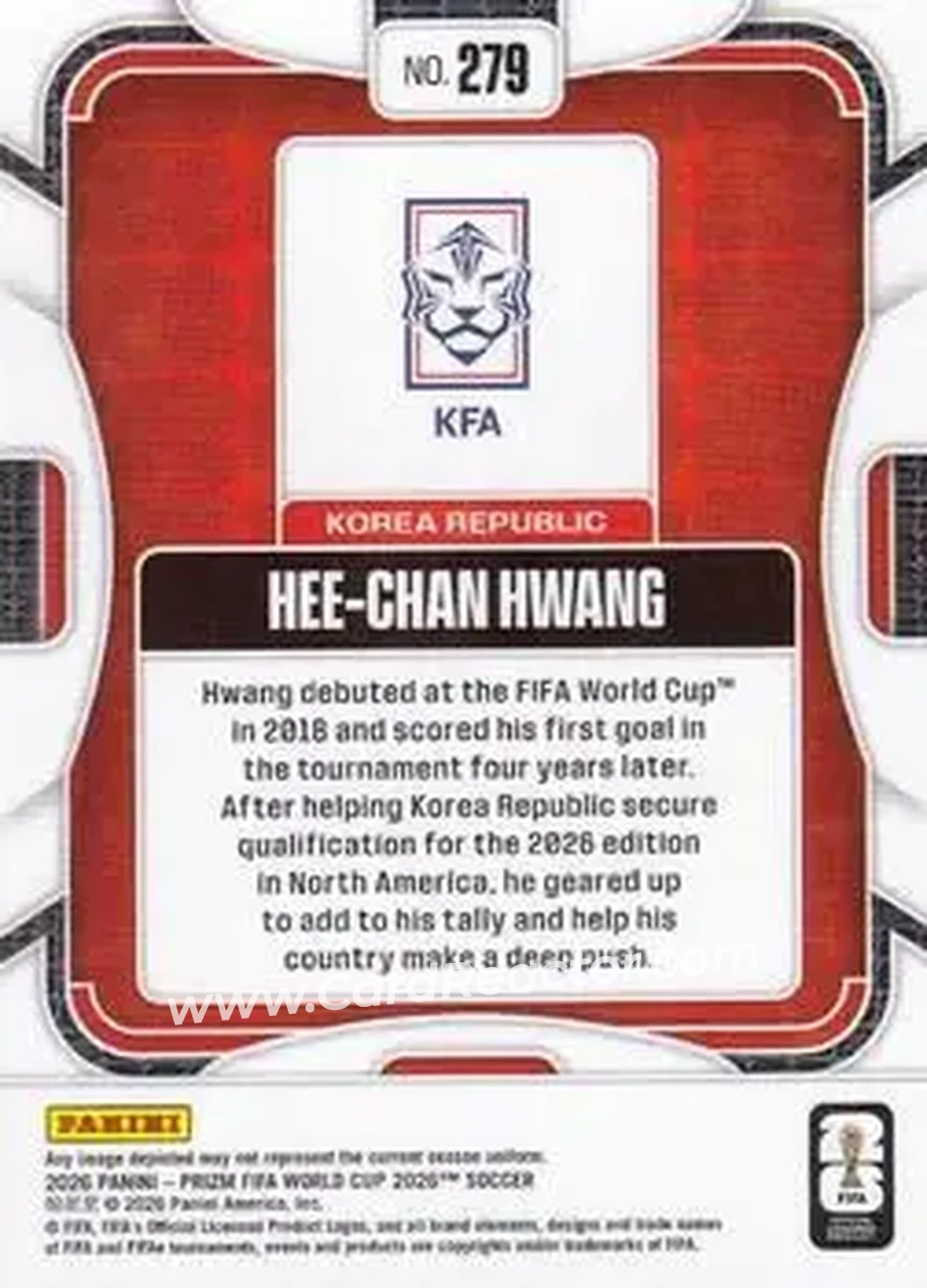 2026 Panini Prizm FIFA World Cup #279 - Hee-chan Hwang - Korea Republic - Back