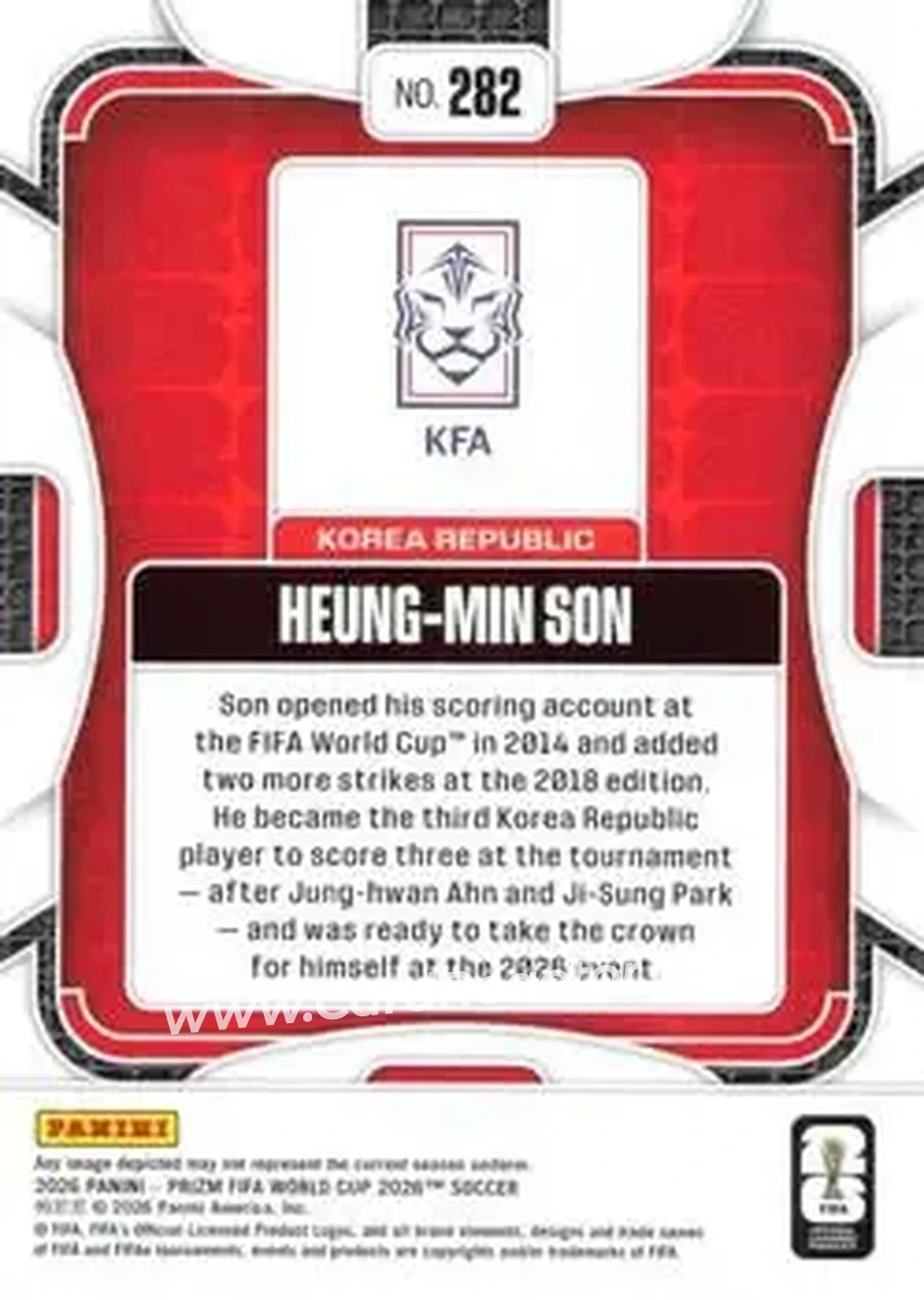 2026 Panini Prizm FIFA World Cup #282 - Heung-Min Son - Korea Republic - Back