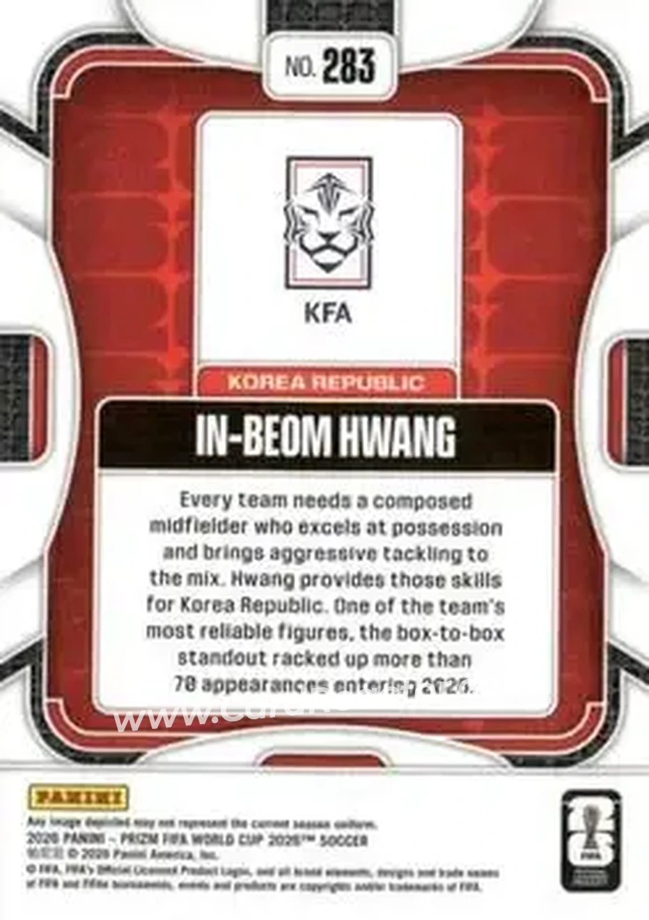 2026 Panini Prizm FIFA World Cup #283 - In-Beom Hwang - Korea Republic - Back