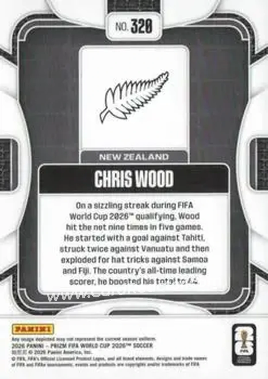 2026 Panini Prizm FIFA World Cup #320 - Chris Wood - New Zealand - Back