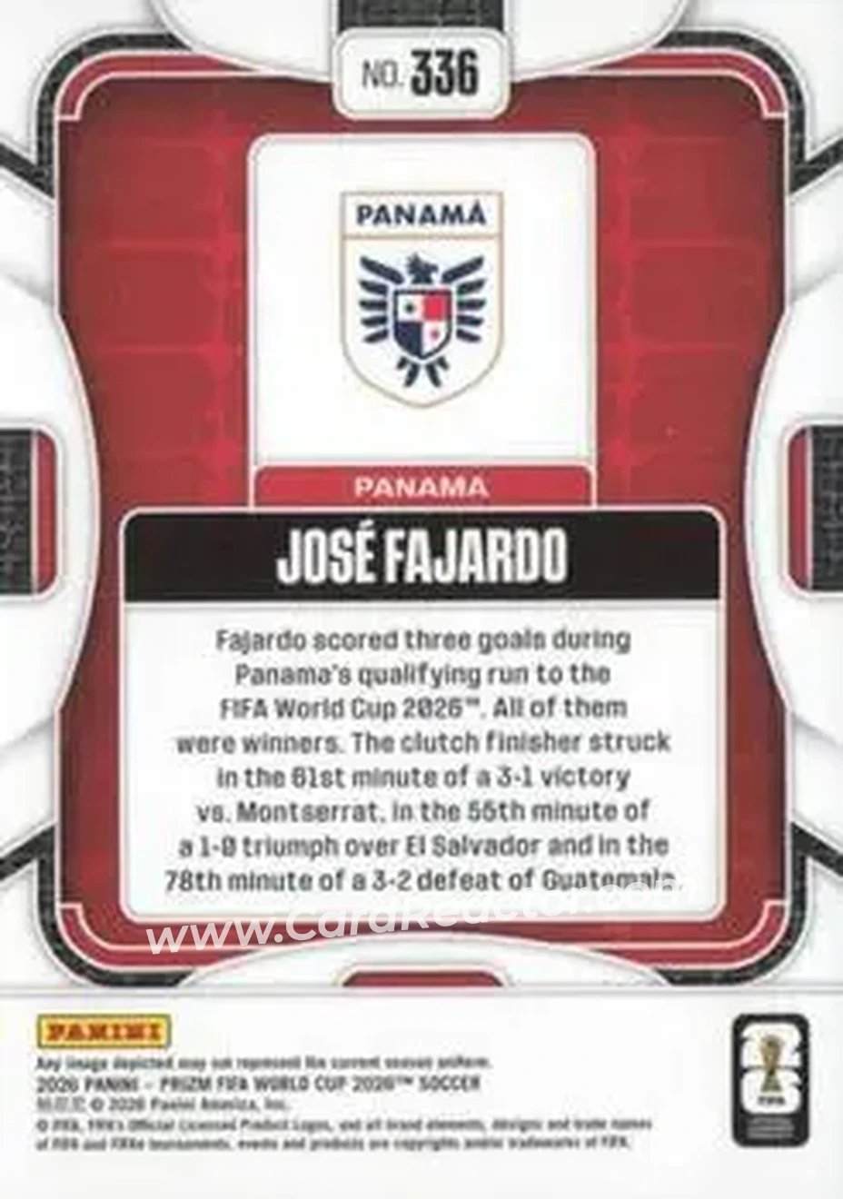 2026 Panini Prizm FIFA World Cup #336 - Jose Fajardo - Panama - Back