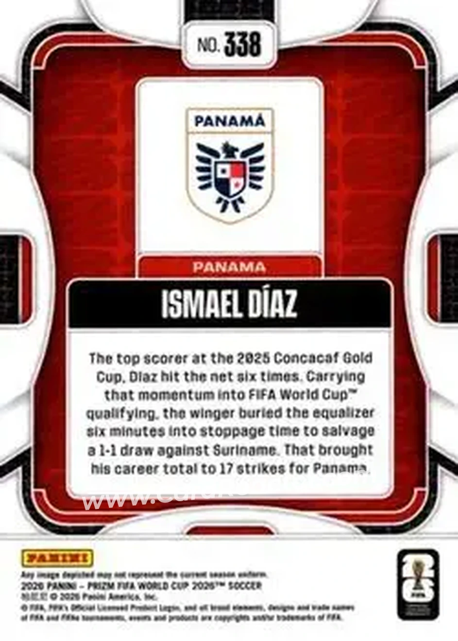 2026 Panini Prizm FIFA World Cup #338 - Ismael Díaz - Panama - Back