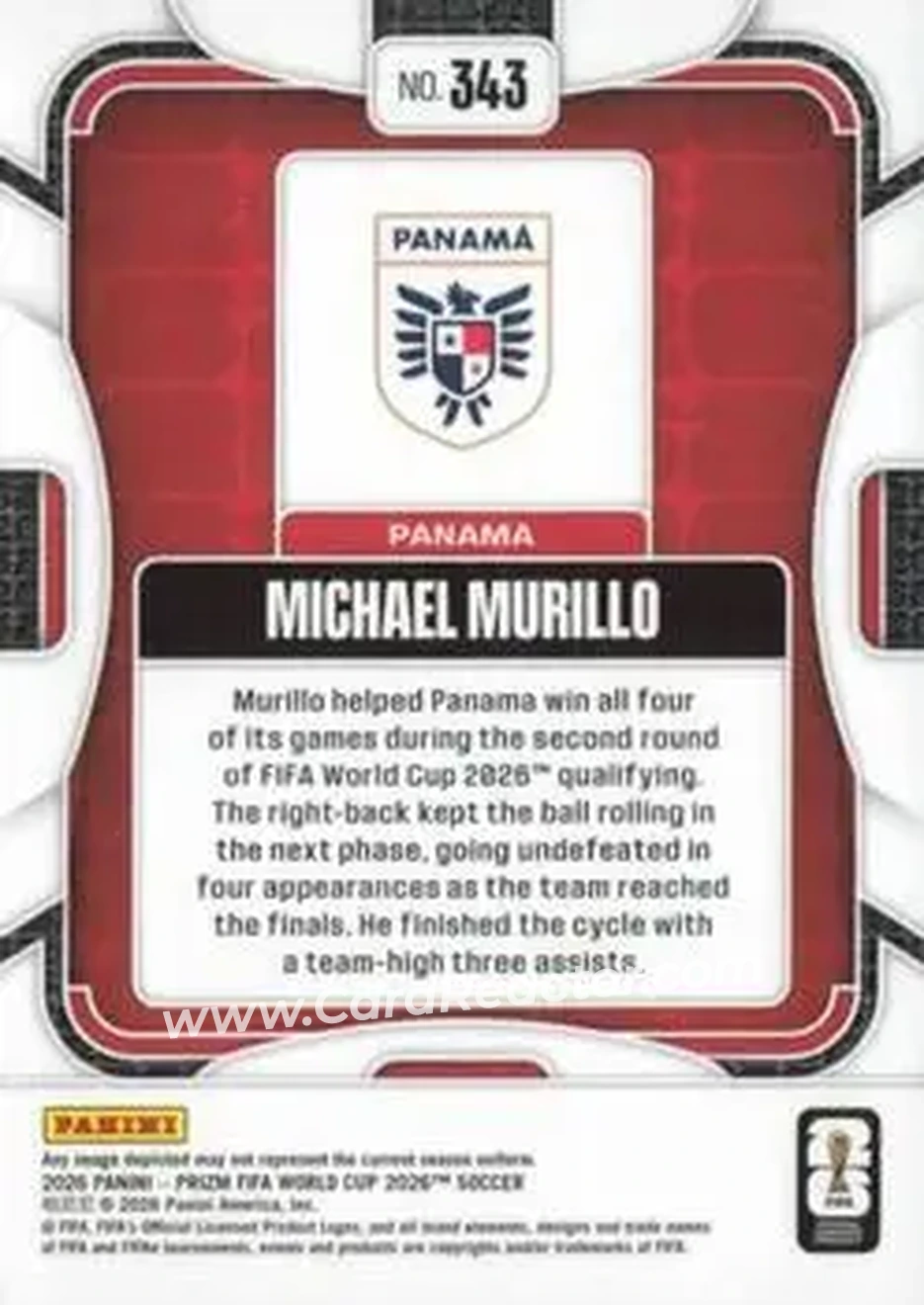 2026 Panini Prizm FIFA World Cup #343 - Michael Murillo - Panama - Back