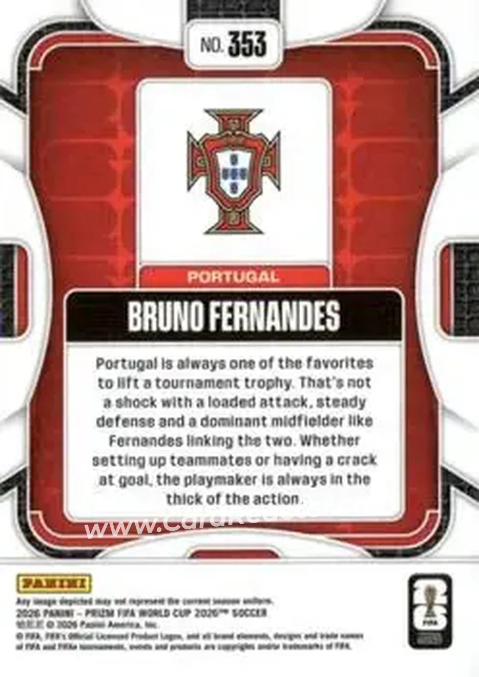2026 Panini Prizm FIFA World Cup #353 - Bruno Fernandes - Portugal - Back