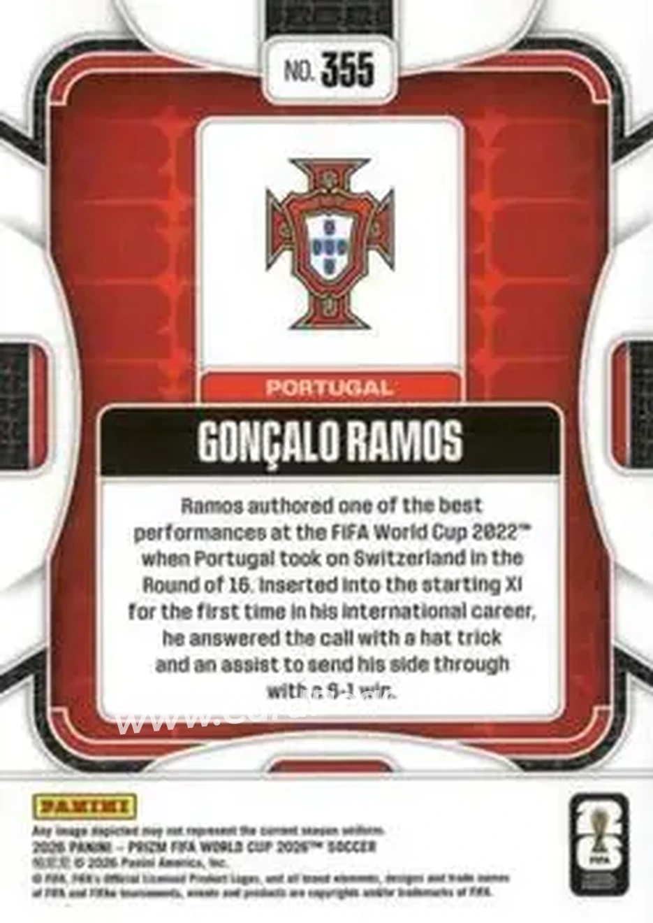 2026 Panini Prizm FIFA World Cup #355 - Goncalo Ramos - Portugal - Back