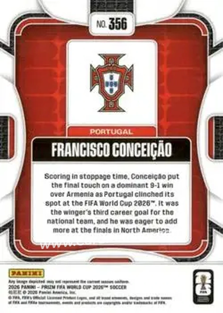 2026 Panini Prizm FIFA World Cup #356 - Francisco Conceicao - Portugal - Back