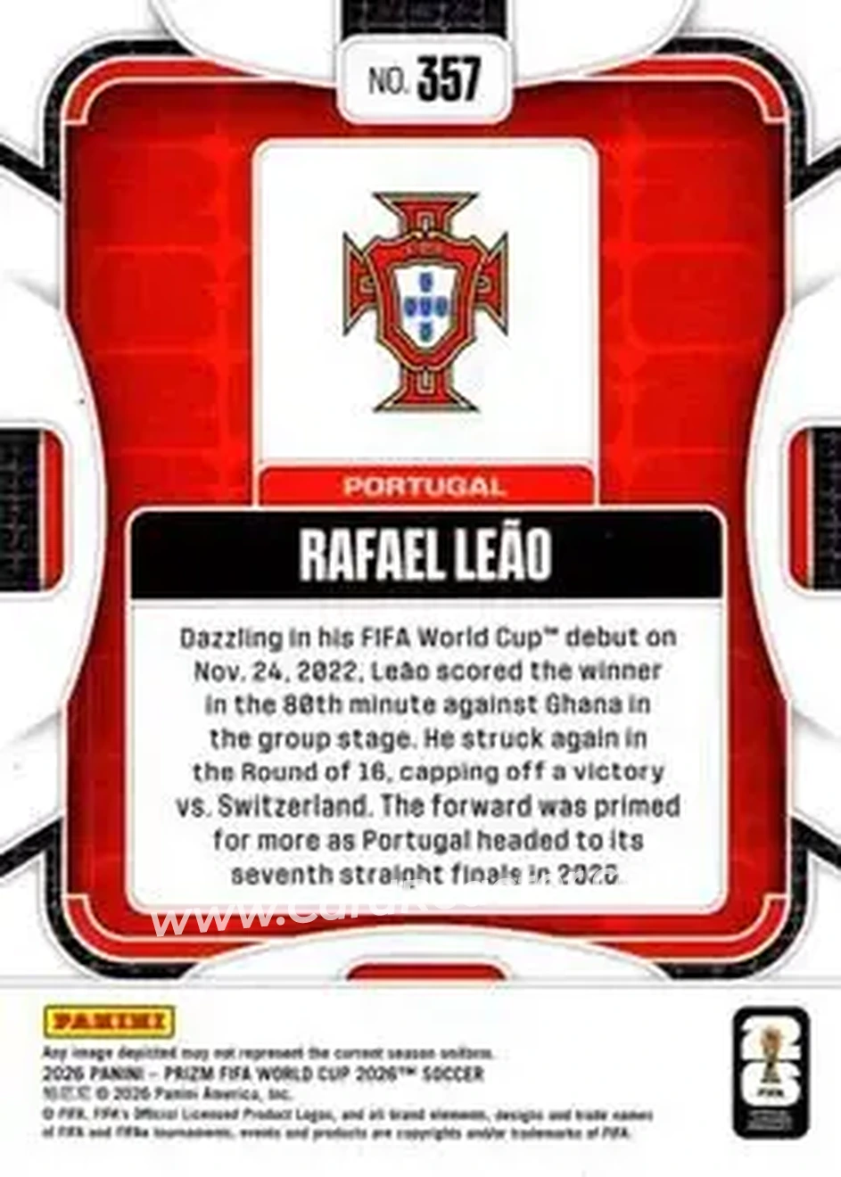 2026 Panini Prizm FIFA World Cup #357 - Rafael Leao - Portugal - Back
