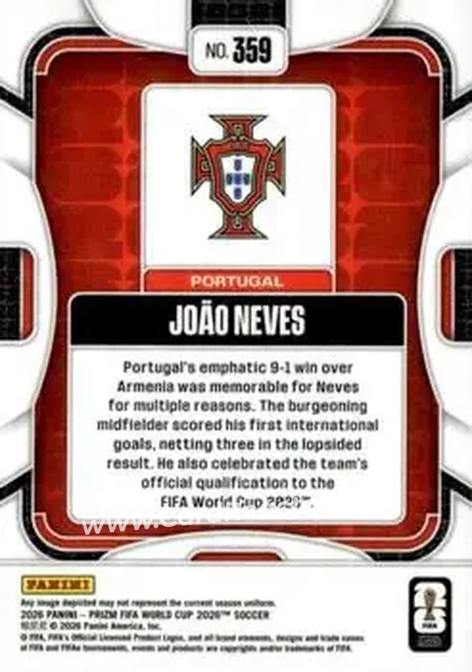 2026 Panini Prizm FIFA World Cup #359 - Joao Neves - Portugal - Back