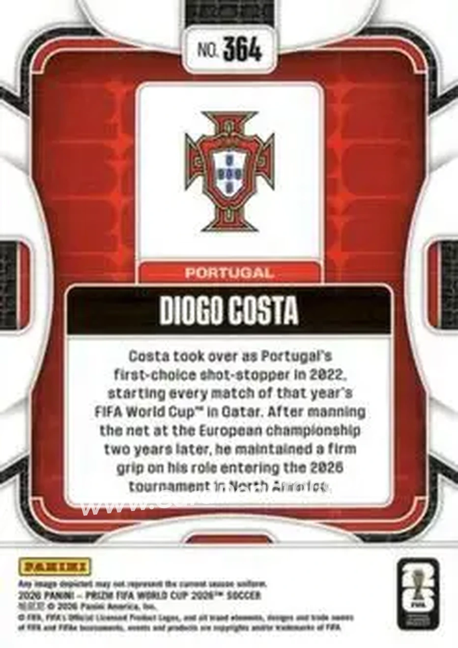 2026 Panini Prizm FIFA World Cup #364 - Diogo Costa - Portugal - Back