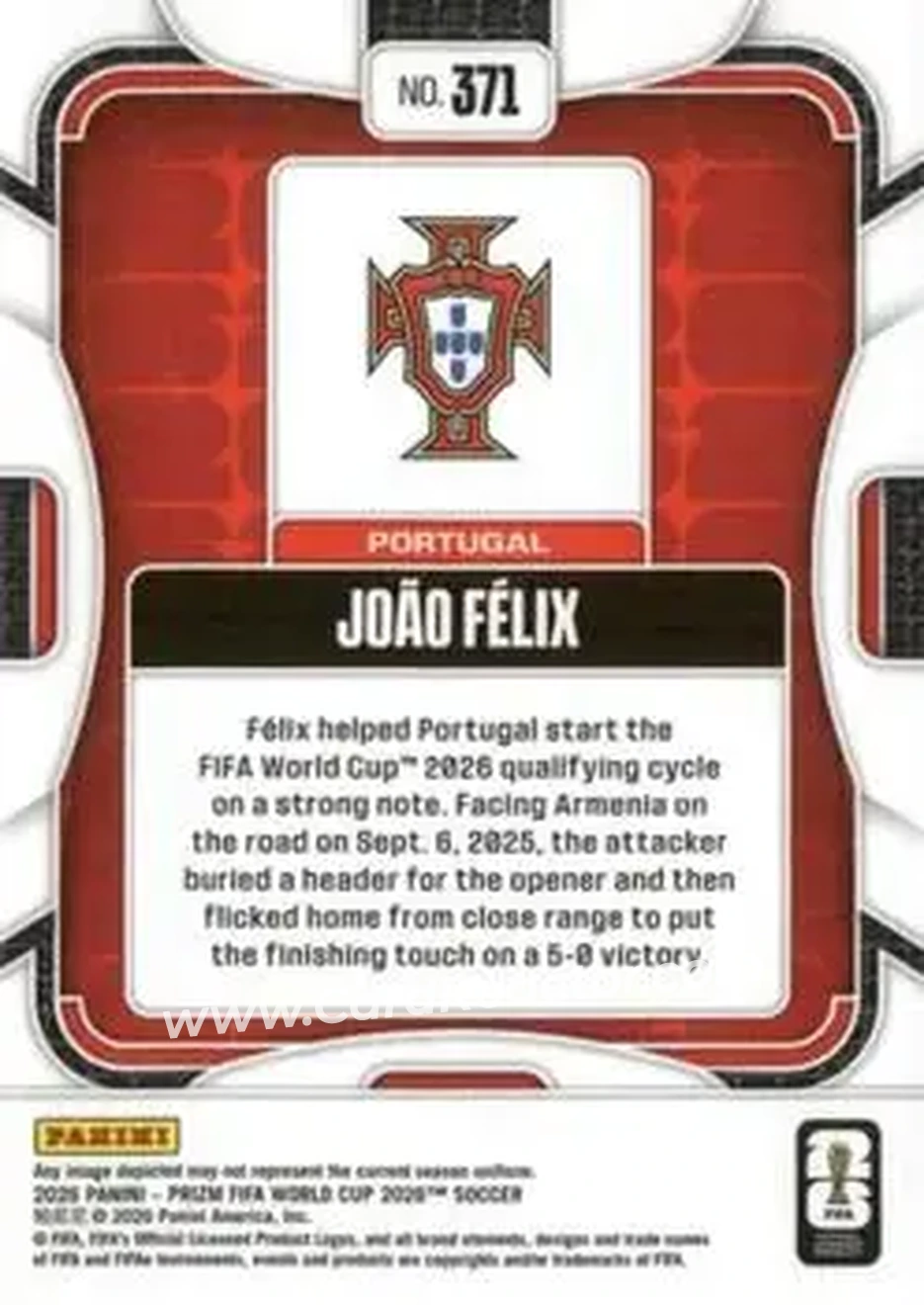 2026 Panini Prizm FIFA World Cup #371 - Joao Felix - Portugal - Back