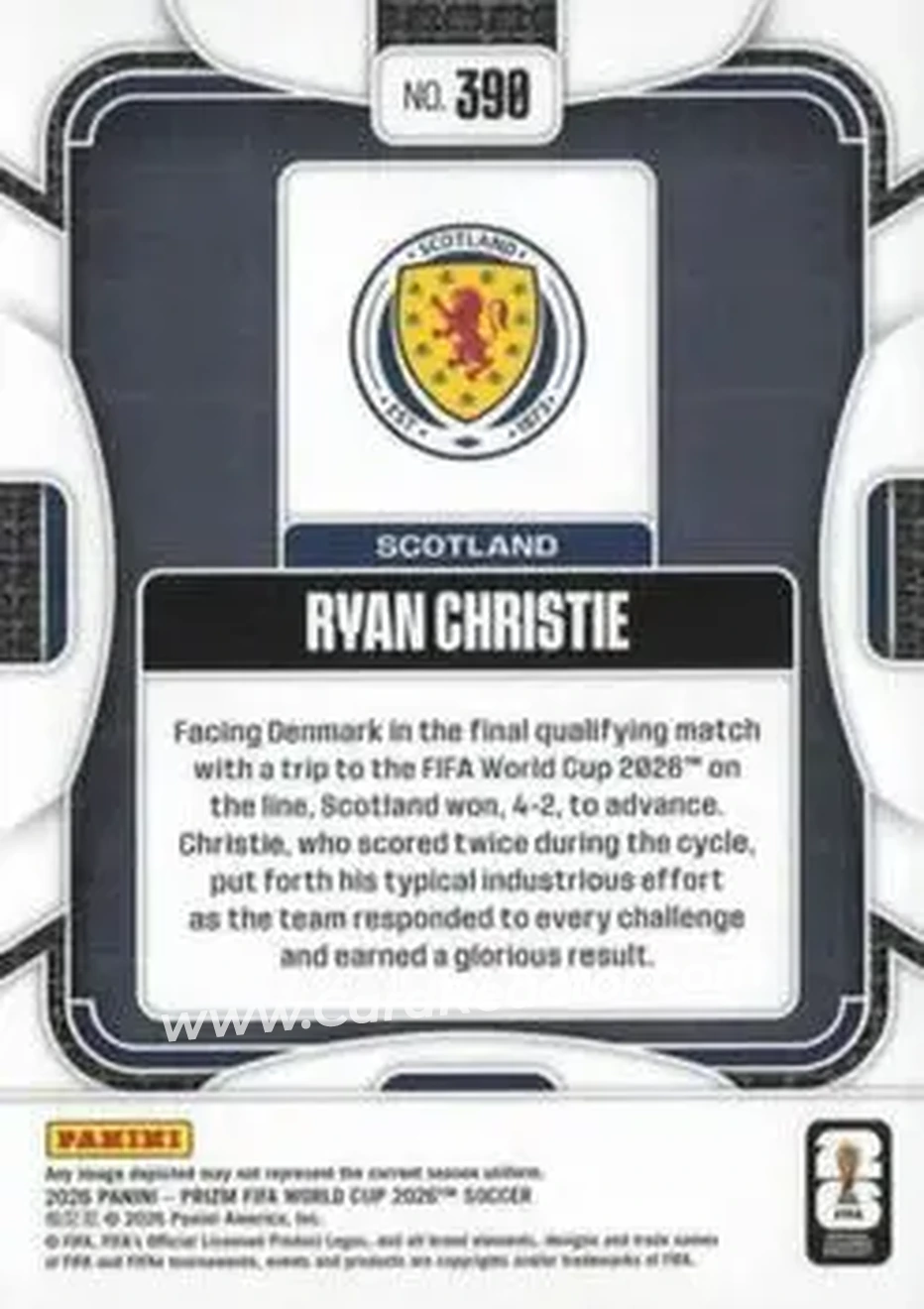 2026 Panini Prizm FIFA World Cup #390 - Ryan Christie - Scotland - Back